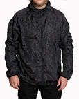 Black crinkled nylon jacket with textured pattern and zipper in Commuter Travel Set
