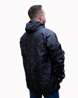 Black crinkled nylon hooded jacket from The Commuter Travel Set
