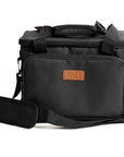 Black K&H camera bag with brown leather patch in Socialite Picnic Set