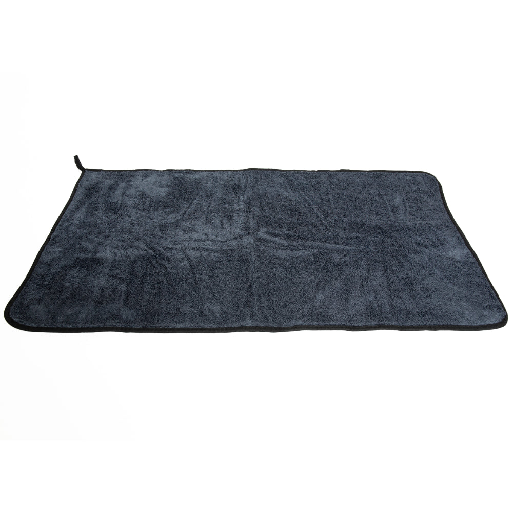 Gray car mat comes with The Detailer Car Cleaning Set on a white background