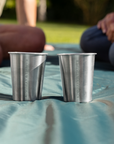 Two silver stainless steel tumblers engraved with Kingly & Harper from The Socialite Picnic Set