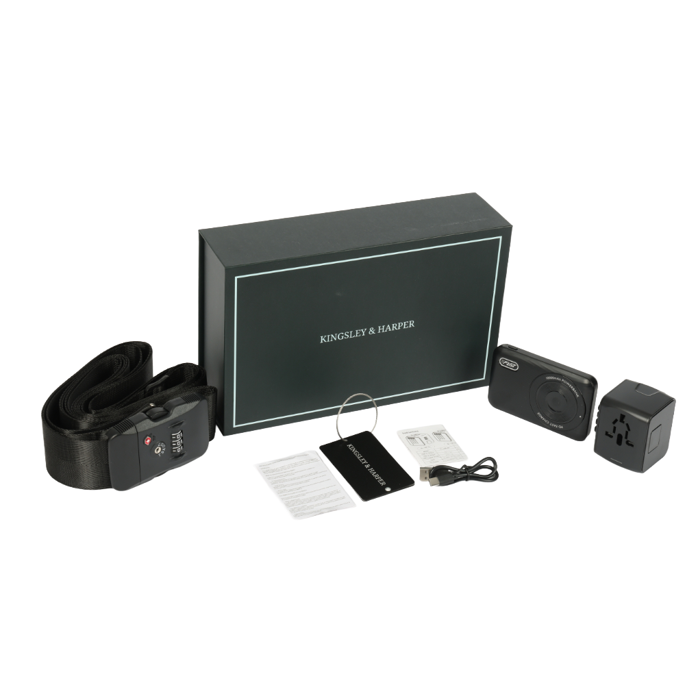 Black Kingsley &amp; Harper Globetrotter Travel Adapter Set with USB Port