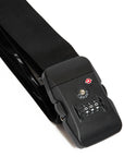Black TSA-approved combo lock on strap in Globetrotter Travel Set
